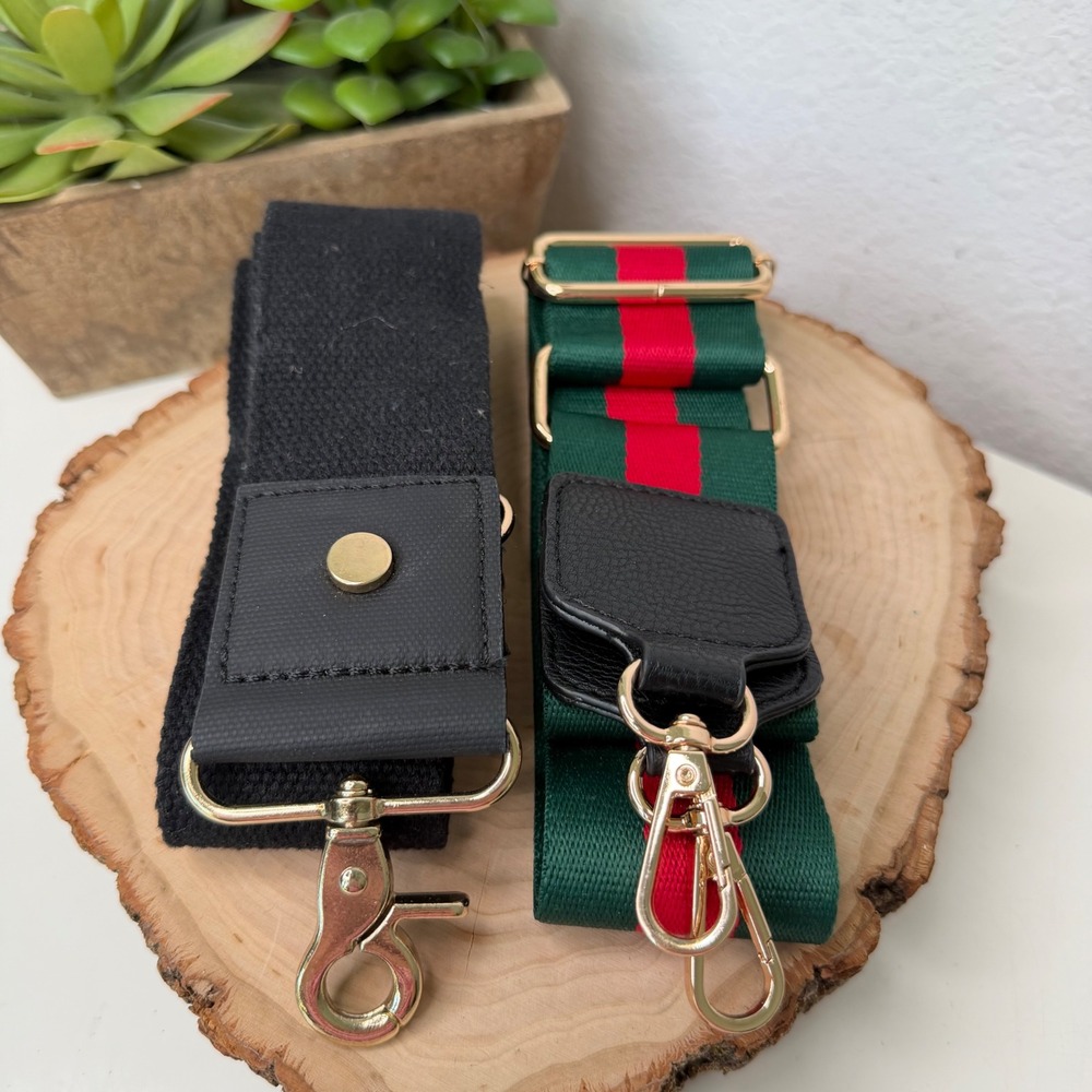 Unbranded Handbag Straps Women Black Green Red Striped Webbing Preppy OS